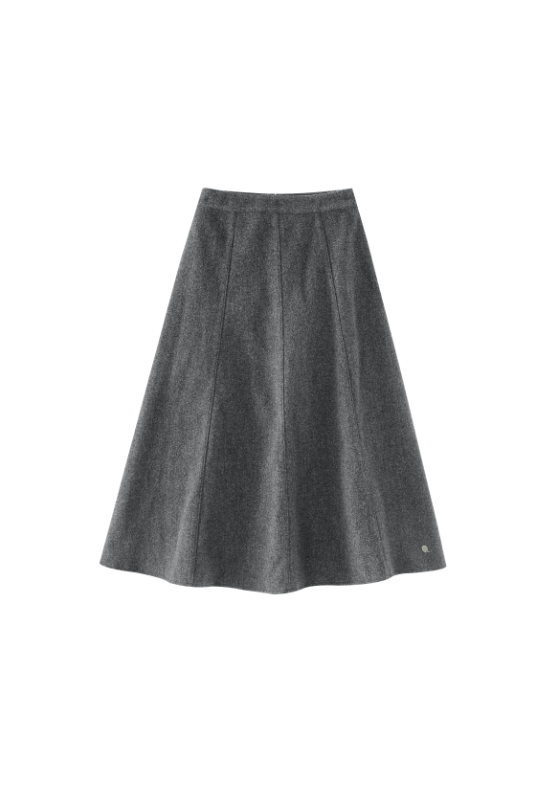 WOOL CIRCLE SKIRT-GREY
