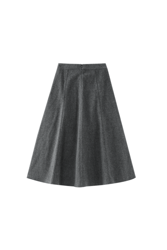 WOOL CIRCLE SKIRT-GREY