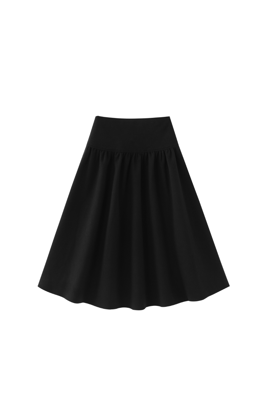 WRAP SKIRT WITH BOW-BLACK