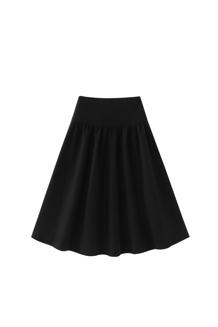 WRAP SKIRT WITH BOW-BLACK