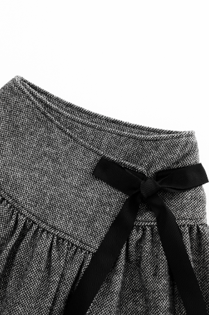 WRAP SKIRT WITH BOW-GREY