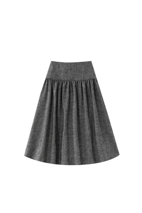 WRAP SKIRT WITH BOW-GREY