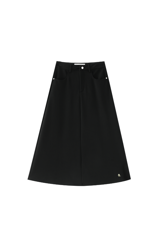 MIDI KNIT CIRCLE SKIRT-BLACK