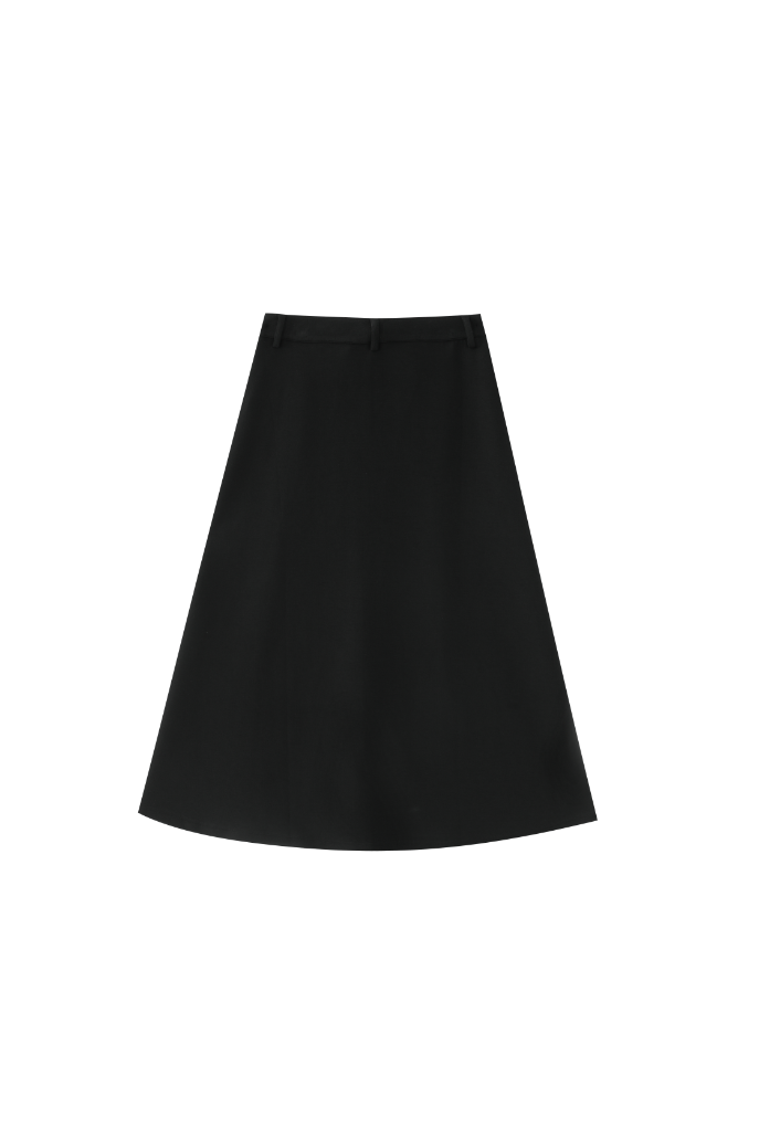 MIDI KNIT CIRCLE SKIRT-BLACK
