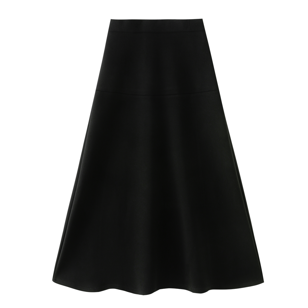 INTARSIA-PONTE MIDI SKIRT-BLACK