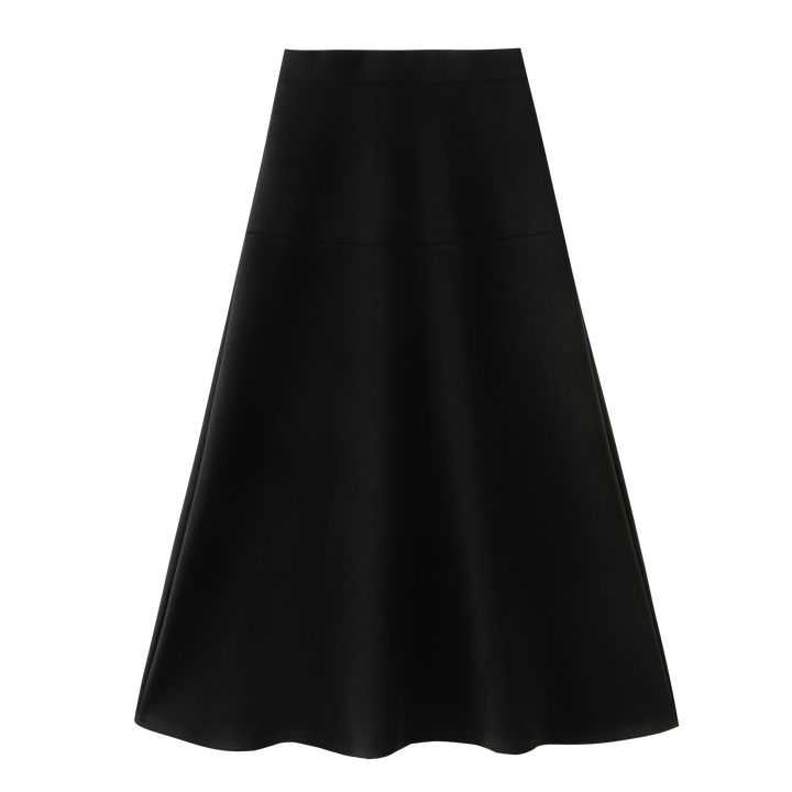 INTARSIA-PONTE MIDI SKIRT-BLACK