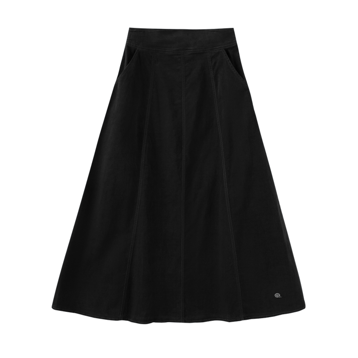 INTARSIA CORDUROY PANELLED SKIRT-BLACK