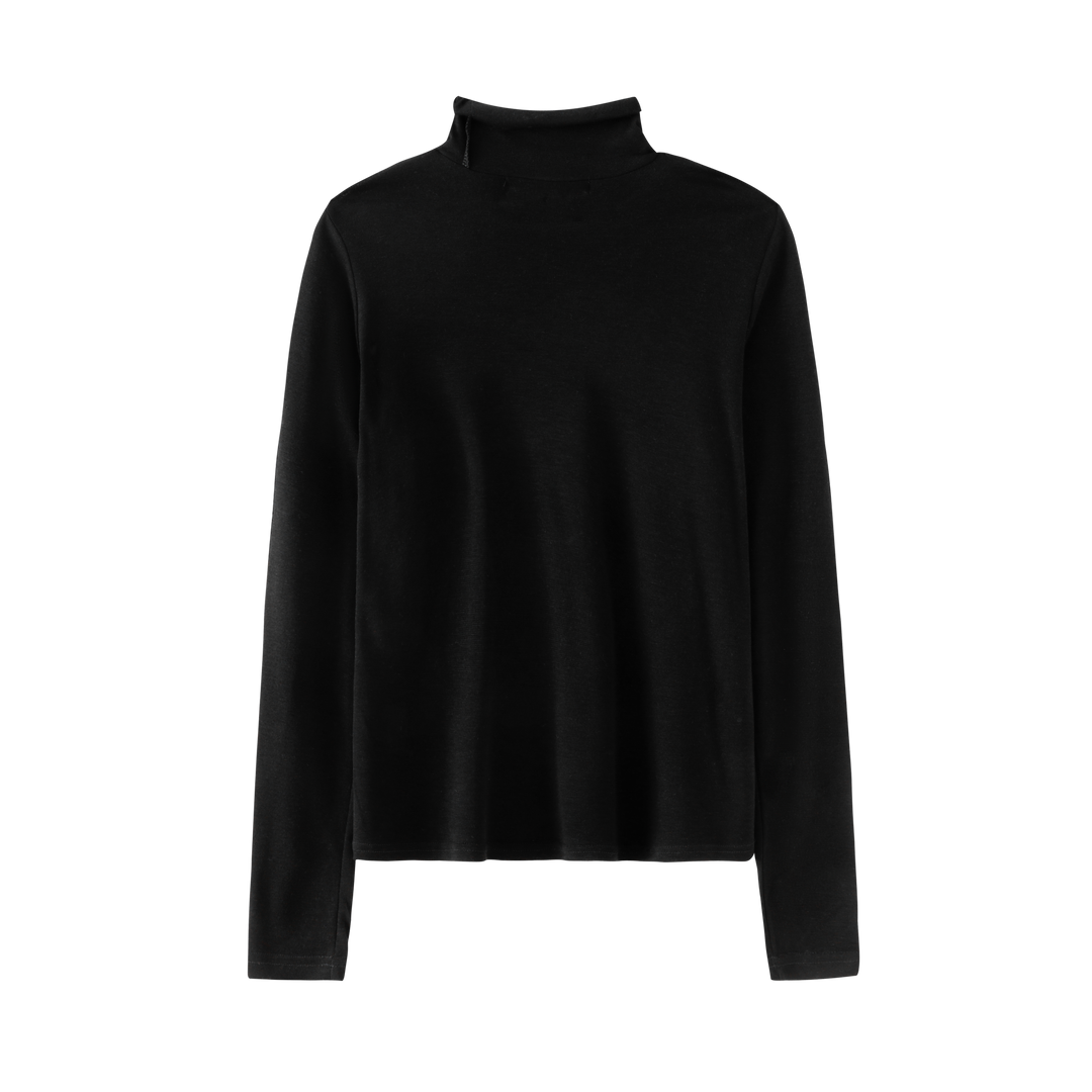 INTARSIA-TURTLENECK WITH EMBROIDERY-BLACK