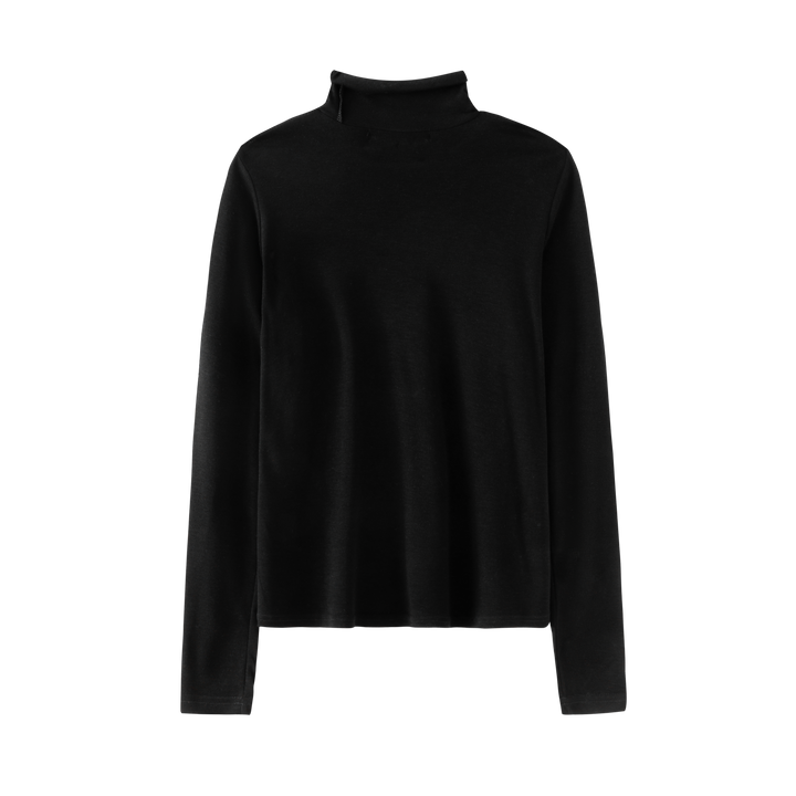 INTARSIA-TURTLENECK WITH EMBROIDERY-BLACK