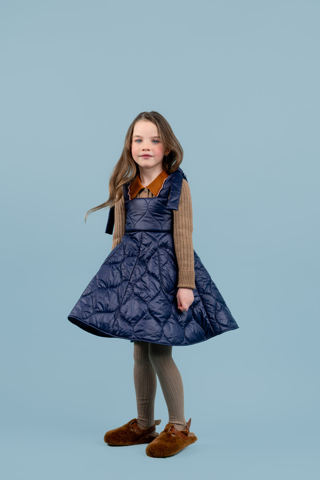 Felix Puffer Pinafore Dress - Luminous Blue