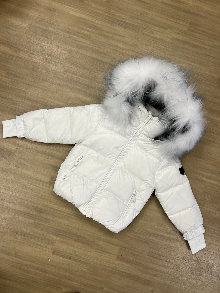 BABY COAT-White/Blue Fur