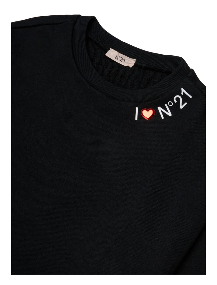 N210GQ N0154 BLACK SWEATSHIRT WITH I HEART N21 AROUND COLLAR
