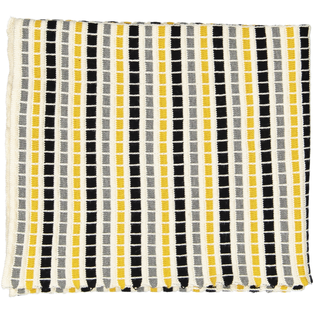 Spool knit blanket Black/Grey/Mustard