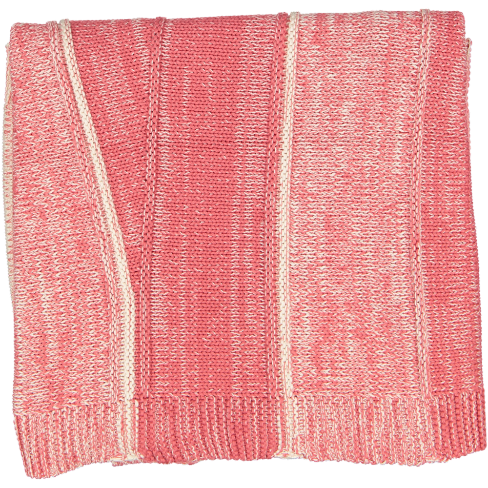 Spool knit blanket Ecru/Dark Pink