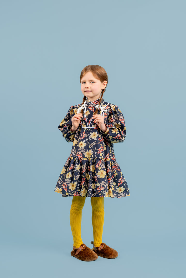 Lottie Cotton Dress With Stand-up Collar - Multicolor
