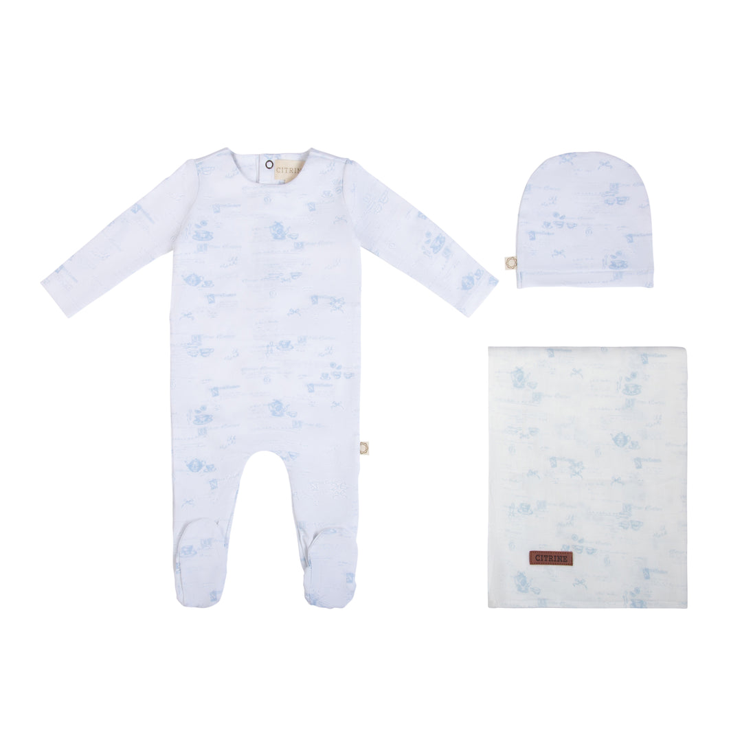 Tea Party SWADDLE Set-Vintage Blue Dark