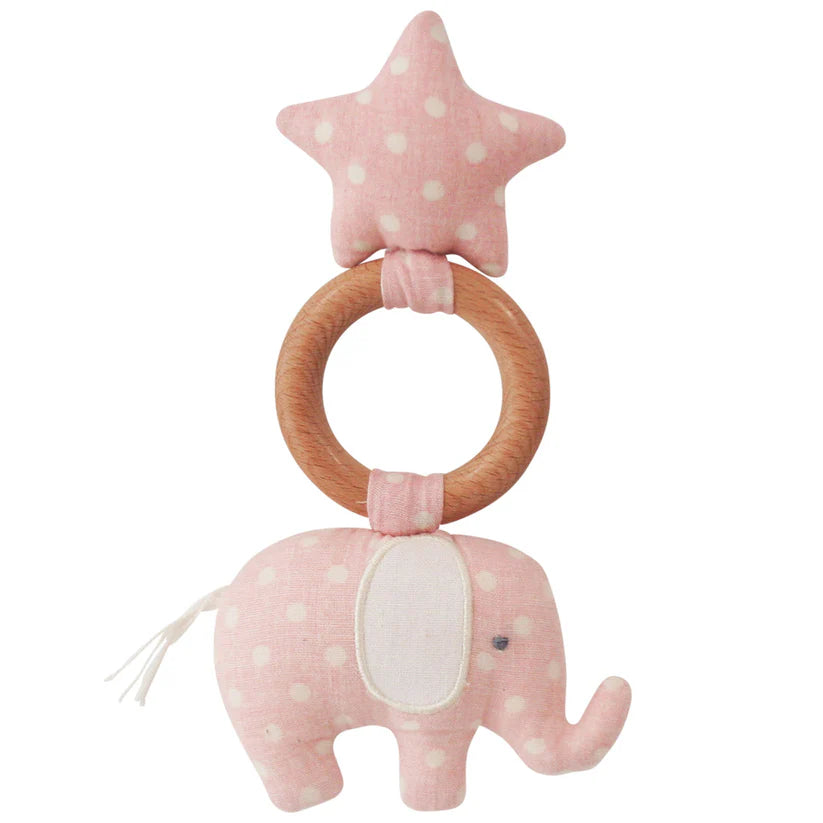 N11572PP - Elephant Star Teether Pink White Spot