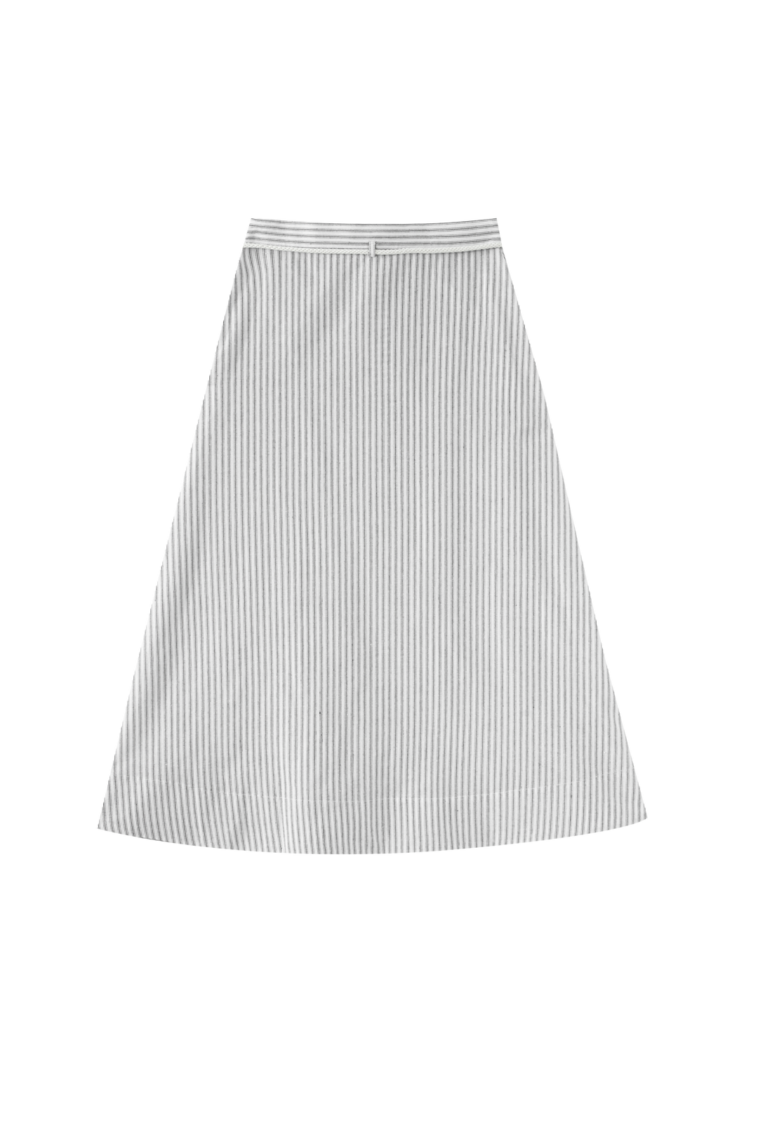 STRIPED SKIRT WITH BELT-BLACK STRIPED