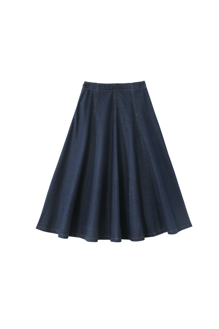 MIDI PANELLED SKIRT-DENIM