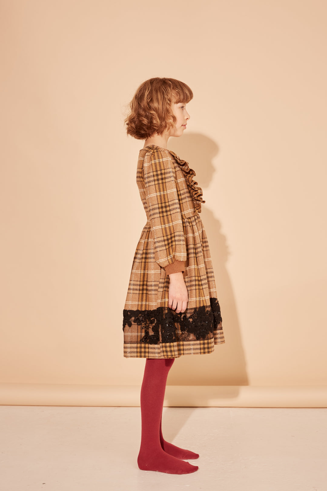 IT JUST SO HAPPENS DRESS-NUT BROIWN CHECK