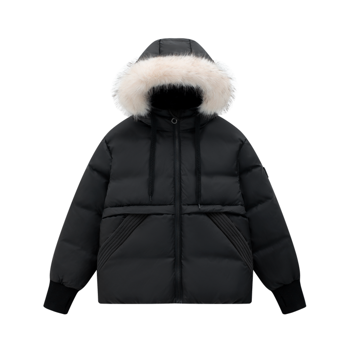 J-2546 Contrast Pocket Coat - Black/Heather Black