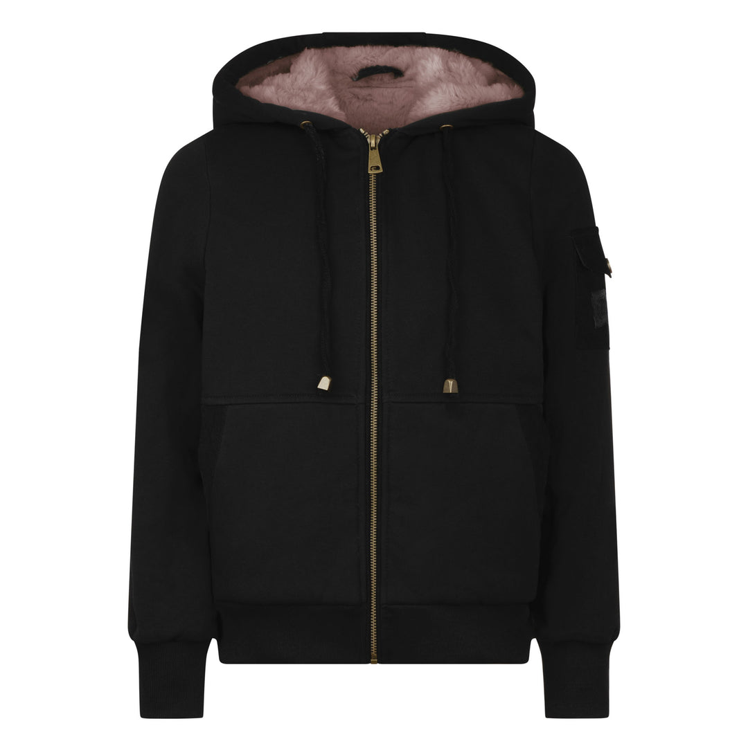J-2550 Fur Lined Seatshirt - Black/Mauve