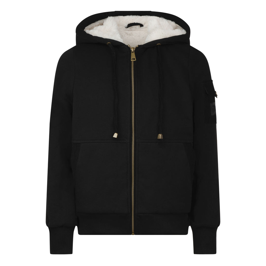 J-2550 Fur Lined Seatshirt - Black/White