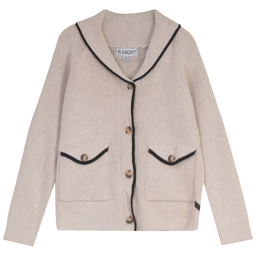 JASPER SHAWL COLLAR TRIM CARDIGAN-OATMEAL