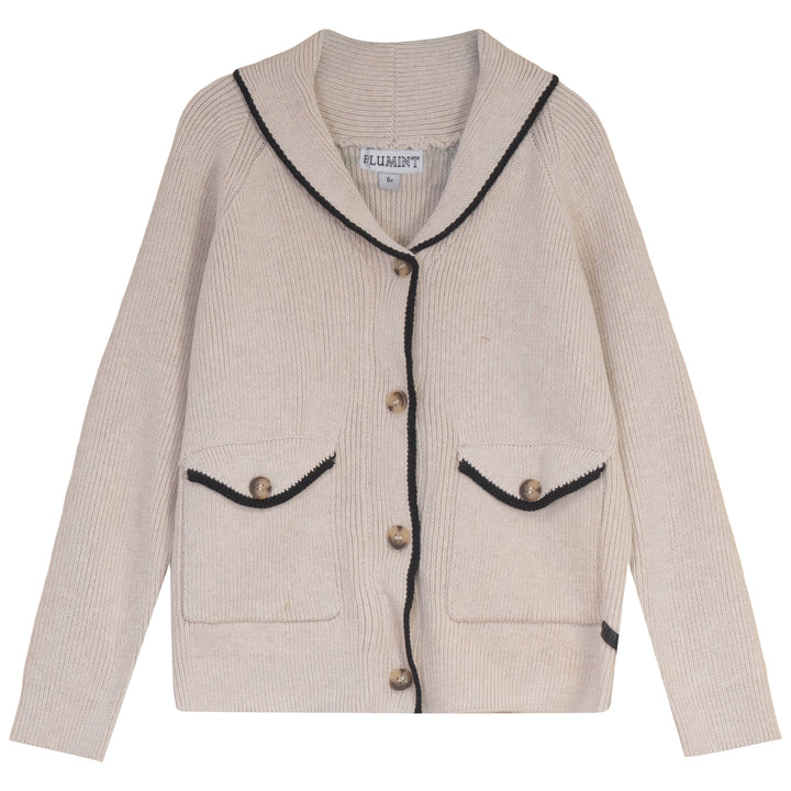JASPER SHAWL COLLAR TRIM CARDIGAN-OATMEAL