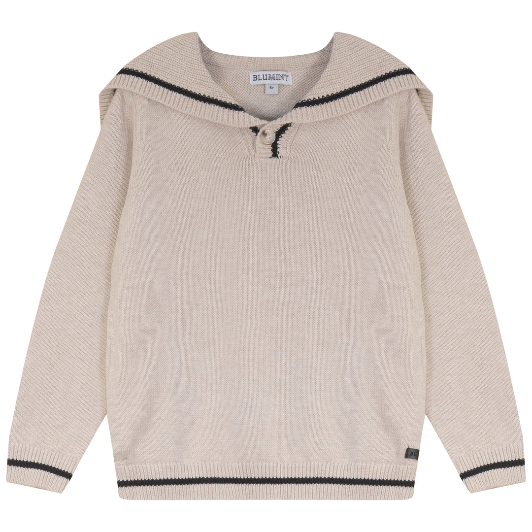 JETT SAILOR COLLAR TRIM TOP-OATMEAL
