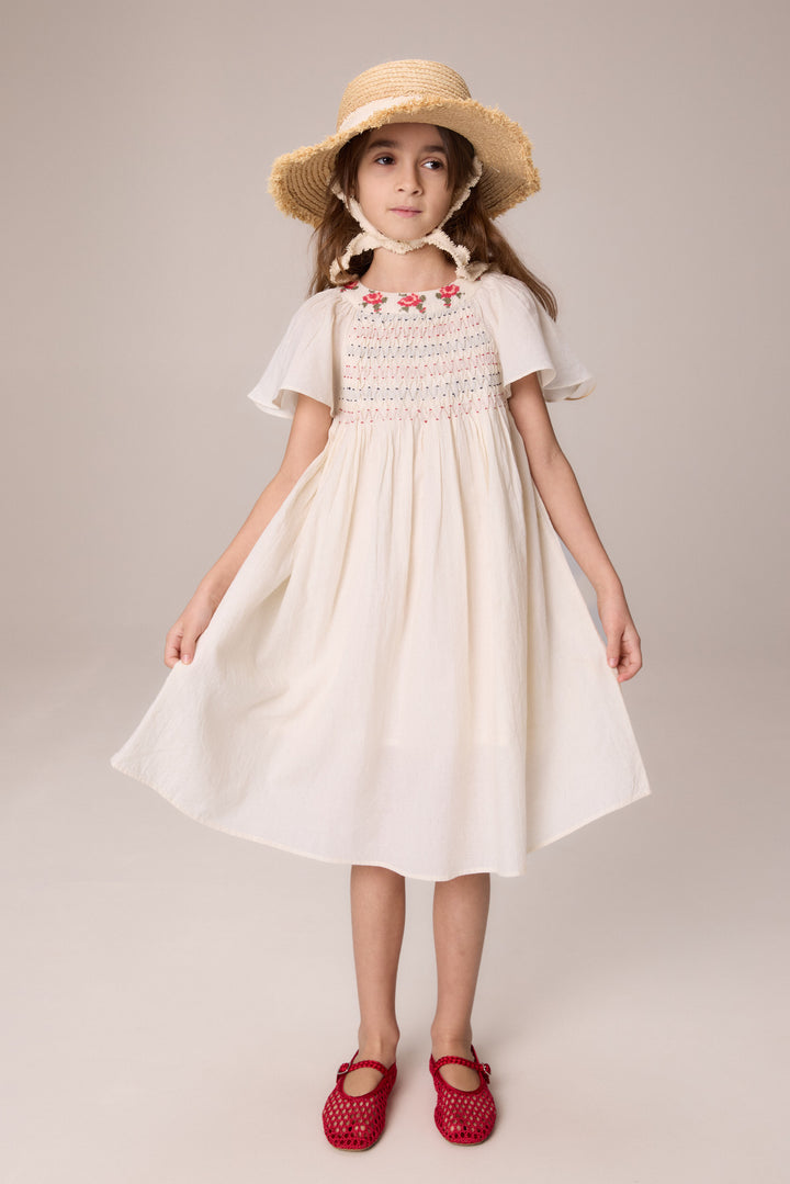 JULIA DRESS-HANDMSOCK AND ROSE EMBROIDERY