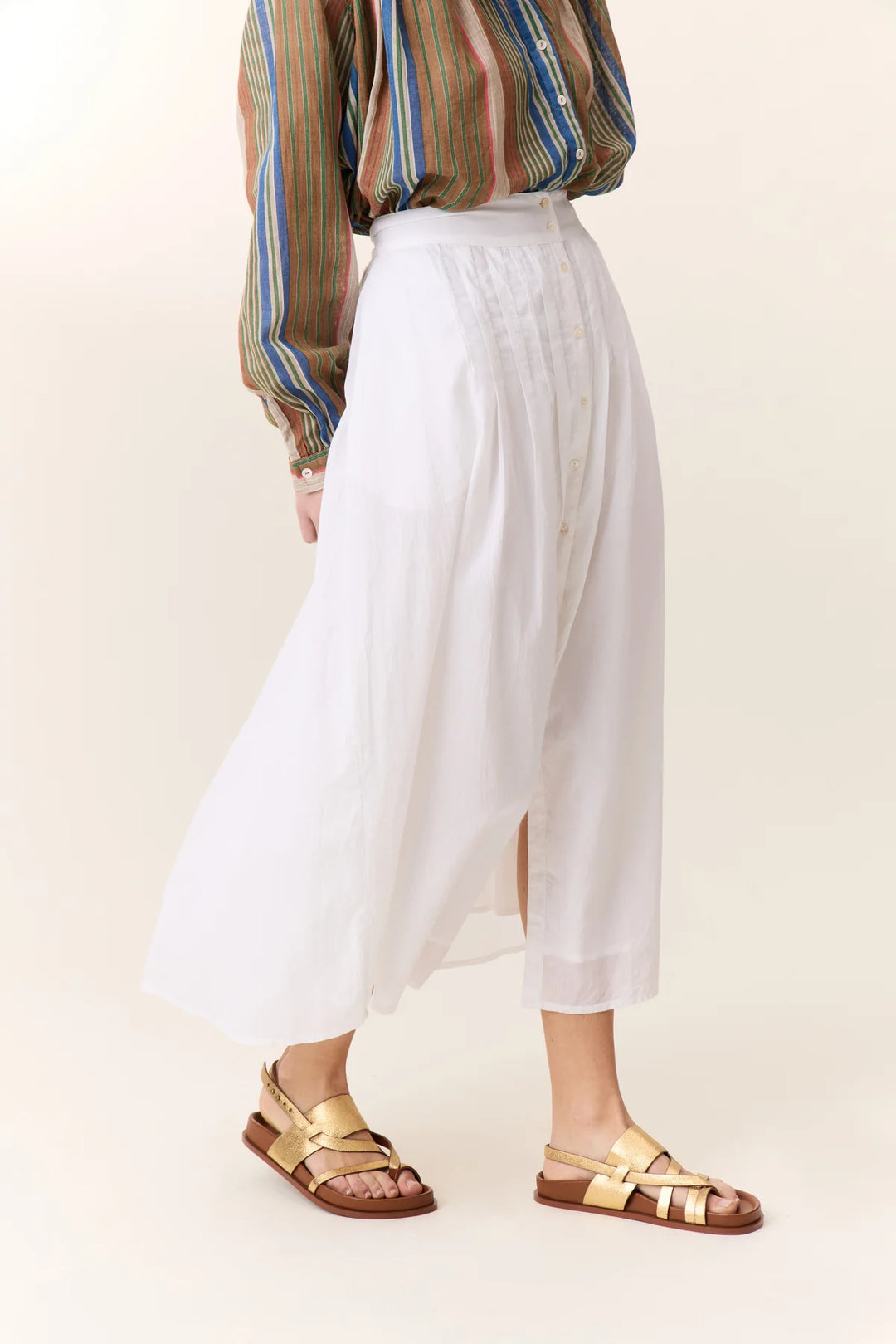 Joni TC160 Pleat-White Long skirt