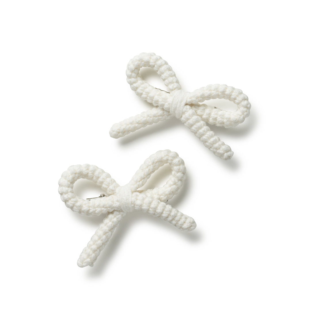 juliadc004-Juliana textured knit double clip set-ecru