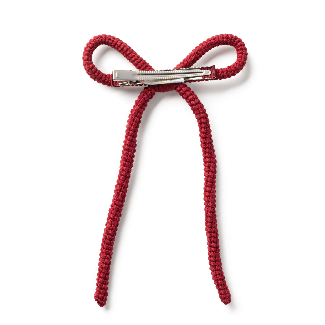 julial002-Juliana textured knit long tail clip-ruby