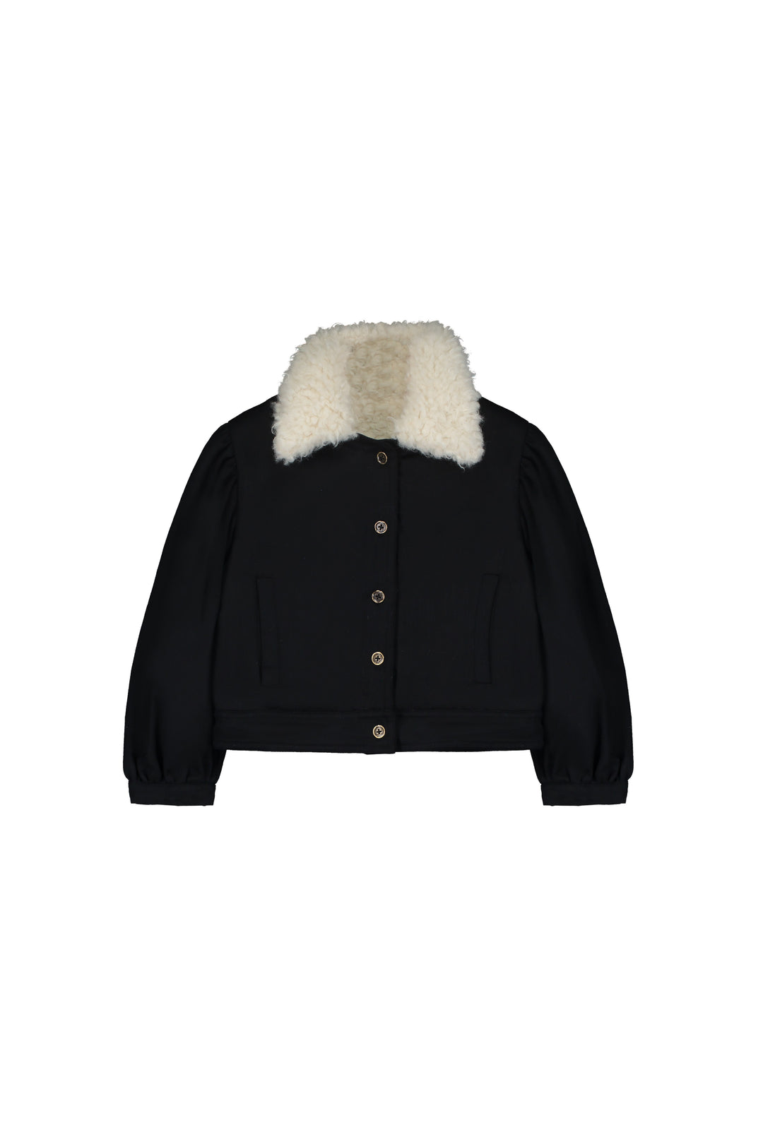 Denim Crop Jacket-Black