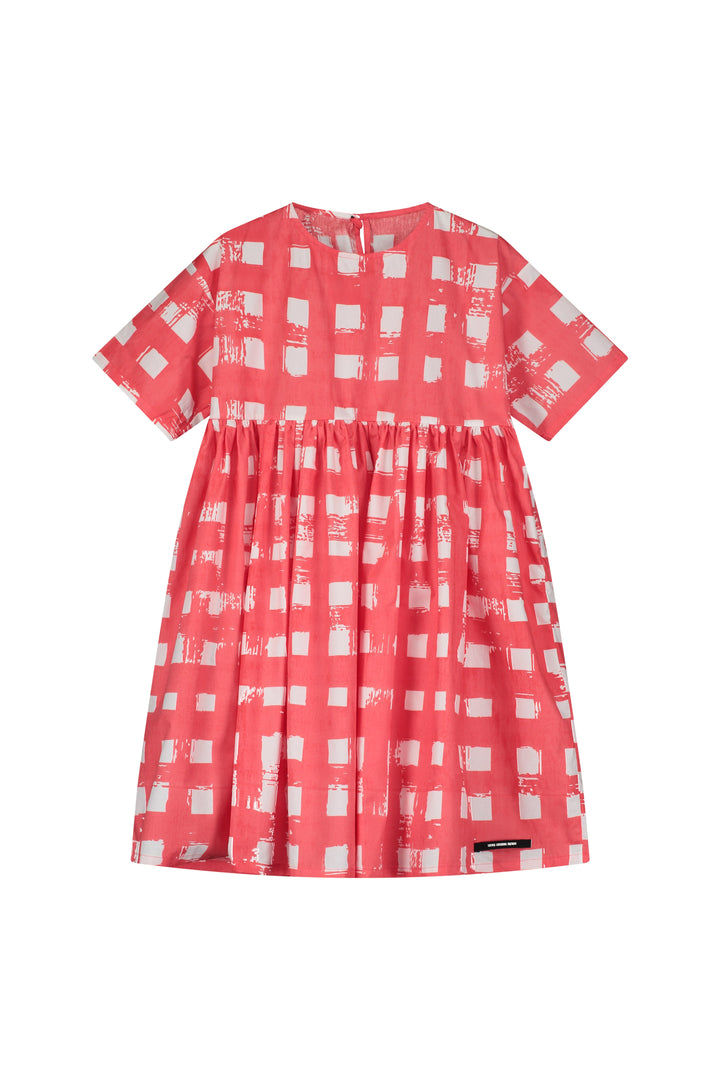 ATLANTIC DRESS-Coral Plaid Print