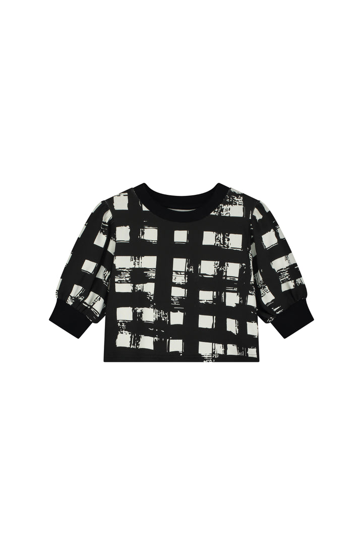 ATLANTIC BALLOON SWEATSHIRT-Black Plaid Print