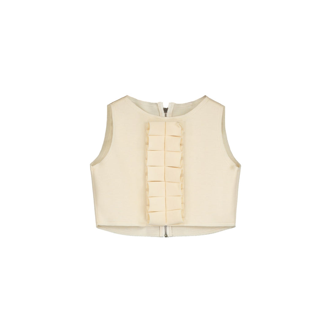 Neoprene Ruffle Vest-Cream