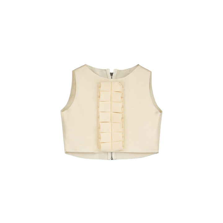 Neoprene Ruffle Vest-Cream