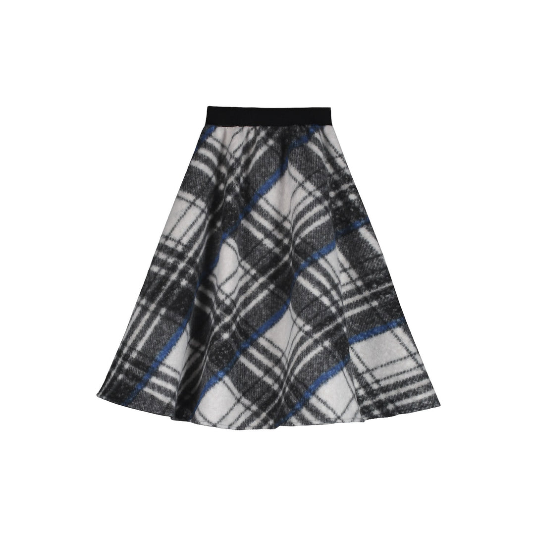 Tartan Circle Skirt-Cream/Grey/Blue