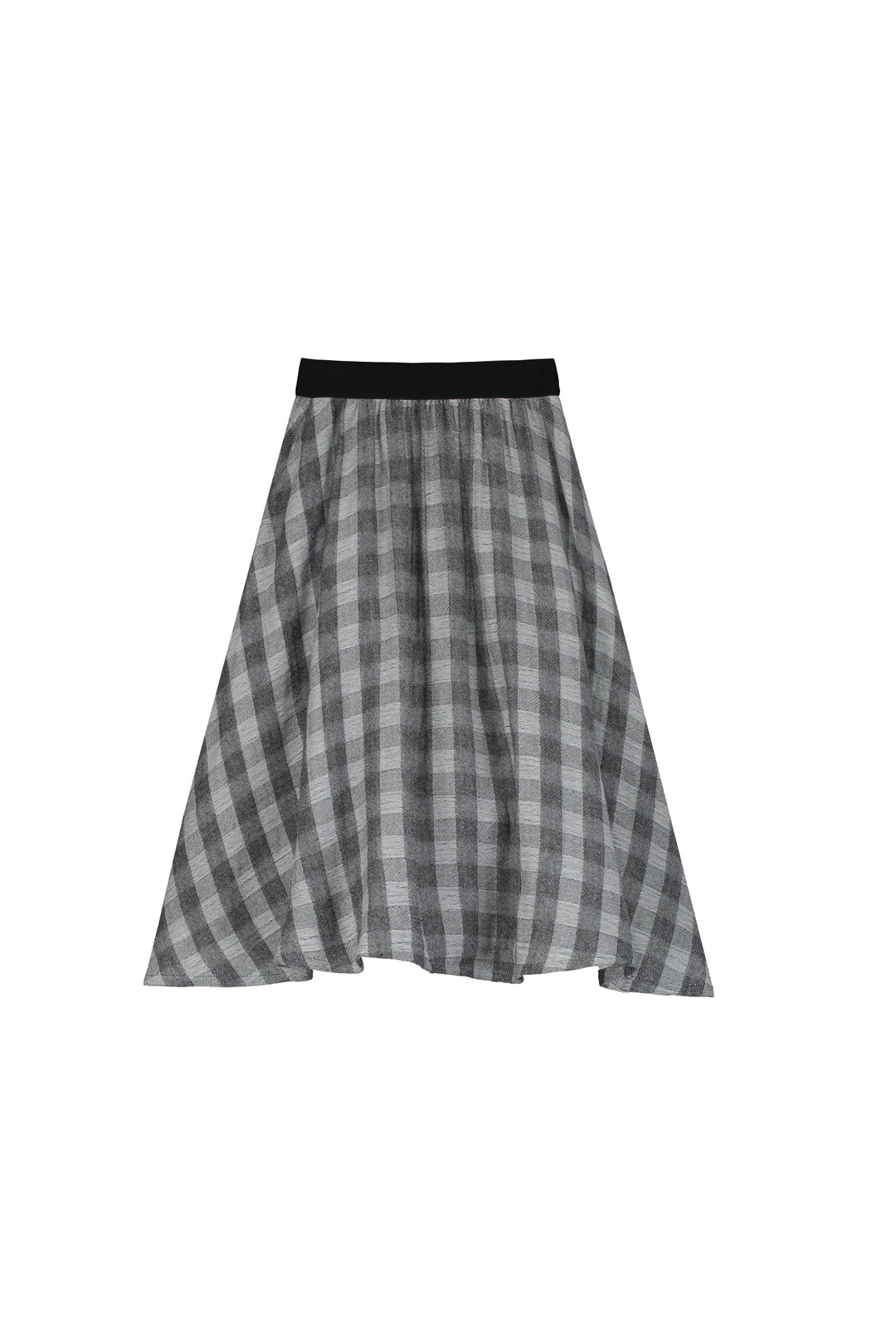 Check Skirt-Black and cream