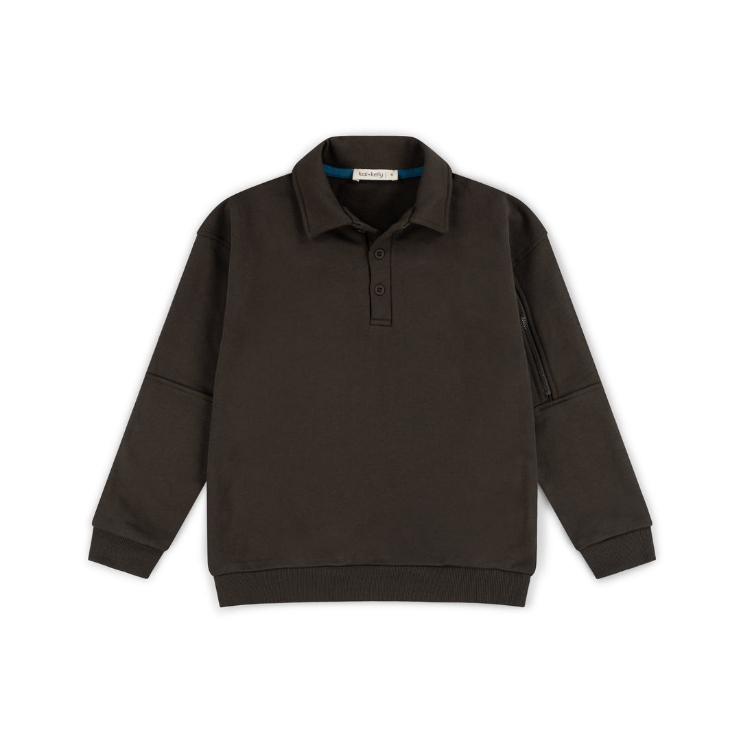 KK26-631 Between Lines Polo Sweatshirt Moss