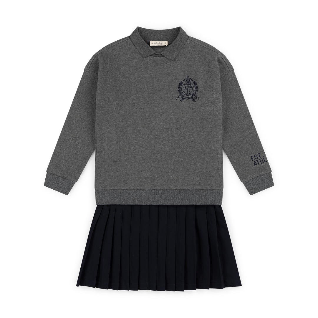 KK26-676 The Prep Edit Pleated Dress Melange Grey