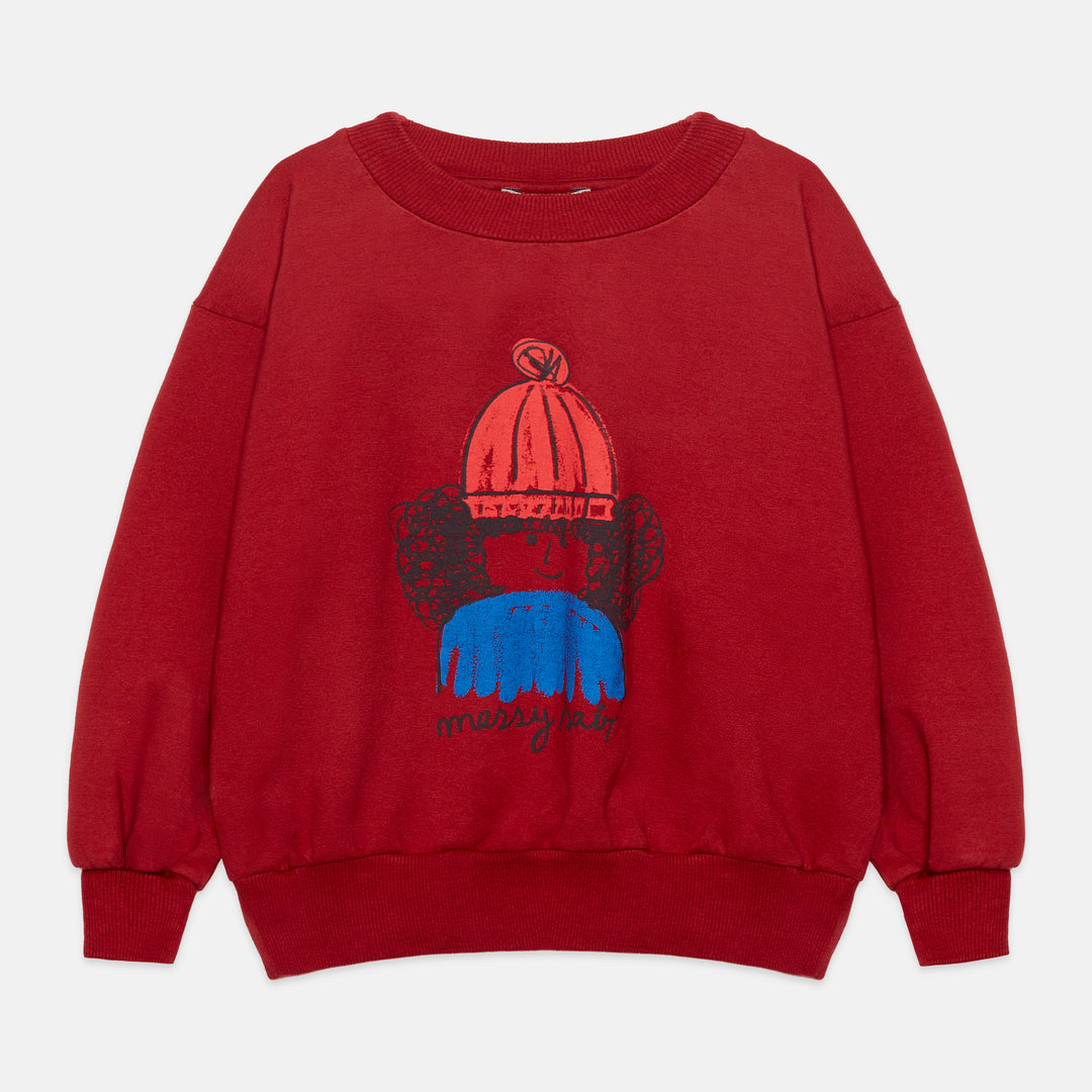 K26811 MESSY HAIR SWEATSHIRT - GRANATE