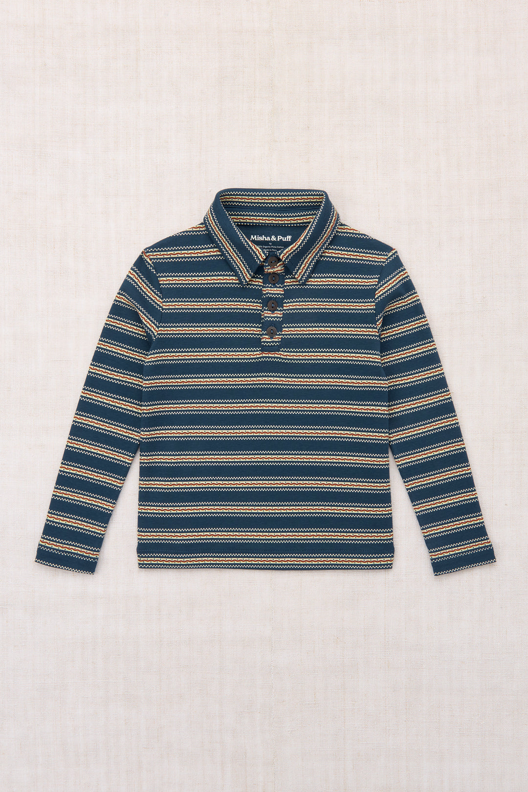 K3120F26-0E7 LONG SLEEVE POLO - MARINE BLUE SGRAFFITO