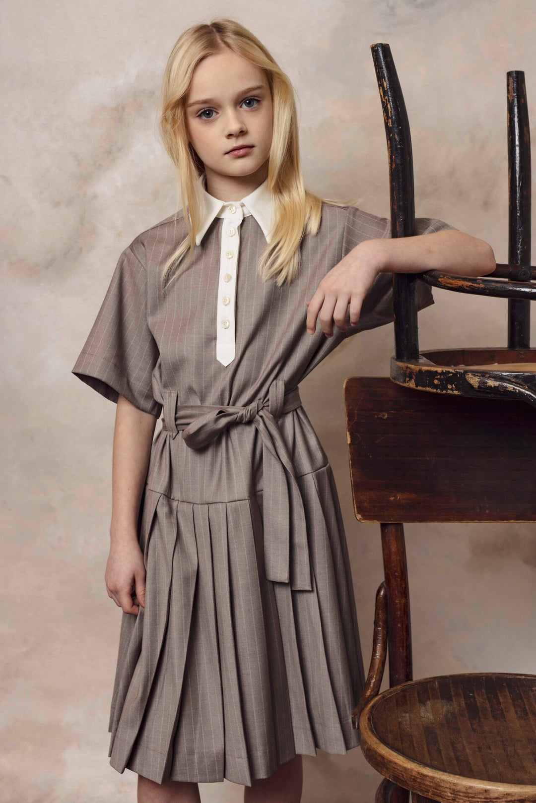 DEW DRESS SAND STRIPES