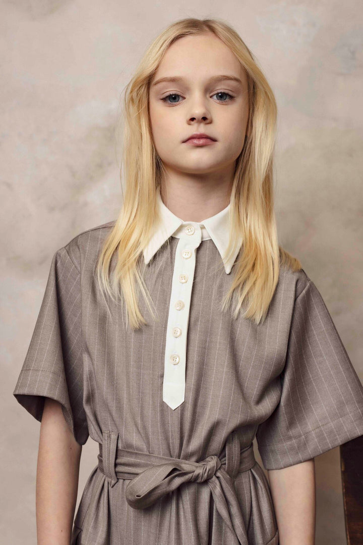 DEW DRESS SAND STRIPES