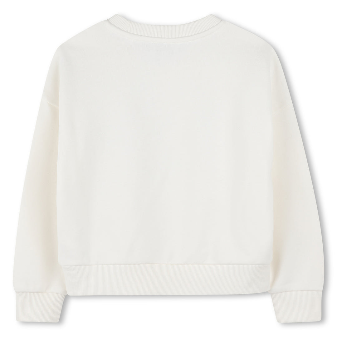 K61047-GIRLS FLOWER LOGO SWEATSHIRT MINI ME-OFFWHITE