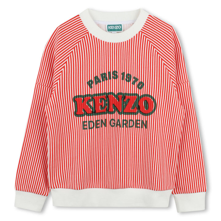 K61134-BOYS STRIPED SWEATSHIRT W/ LOGO ON FRONT-BRIGHT RED