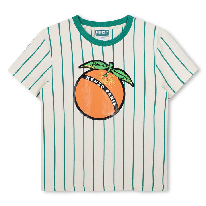 K61144-BOYS STRIPED SS TEE W/ FRUIT LOGO GRAPHIC-White